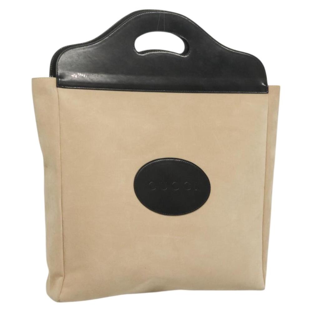 GUCCI Hand Bag Suede Beige 002 002